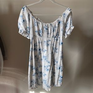 Blue Butterfly and Floral Print Dress